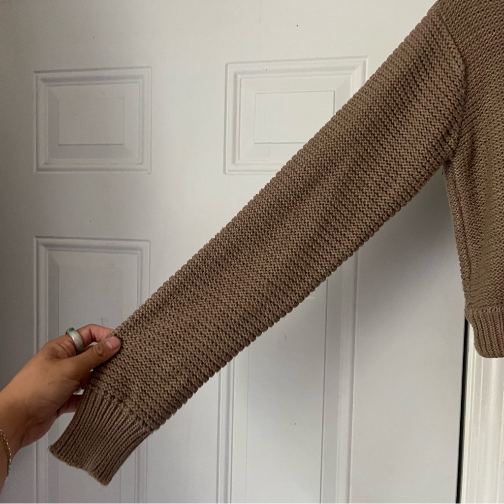Trois The Label Tan Turtleneck Chunky Cotton Knit Sweater Midi Maxi Skirt Set — image 2 of 7